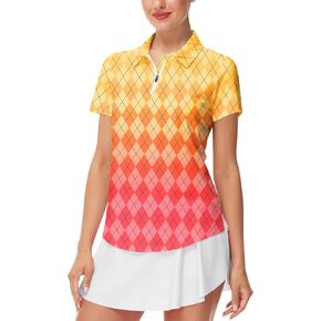AOBUTE Women's Short Sleeve Golf Shirts Gradient 1/4 Zip Tennis Shirt