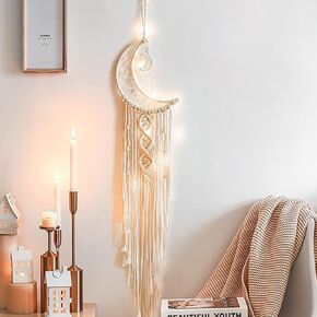 Dream Catchers for Adults, Girls, Boys - Handmade Boho Hanging Wall Decor for Bedroom, Living Room, Nursery - Teen Girl and Women Gifts for Christmas/Thanksgiving Day/Party (Beige)