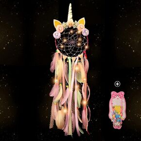 Holmgren Unicorn Dream Catchers for Kids - Purple Dreamcatcher with led Lights, Unicorn Wall Decor for Little Girls Bedroom, Birthday Gift for Girls (Purple)
