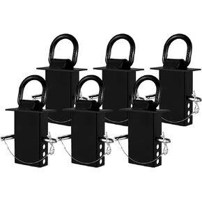 Stake Pocket D Ring for Trailer Heavy Duty Galvanized Adjustable with Anti-Loss Cord, Utility Trailer D-Ring Stake Pocket Tie Down Accessories Breaking Load 16,200lbs 6 Pack Black