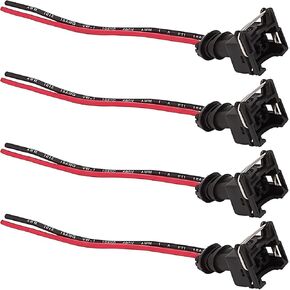4 PCS Fuel Injector Connector, Standard Specification Fuel Injector Plug Harness, Copper Core Fuel Injector Rebuild Kit, for Most Cars Truck (Black)