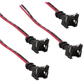 8 PCS Car Fuel Injector Connector, Standard Specification Injector Socket with Extended Pigtail Wiring Harness, Waterproof Shell + Copper Core Plug, Universal for Cars (Black)