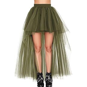 WDPL Women's High Low Long Tutu Tulle Bustle Skirt Elastic Waist Festival Party Skirt