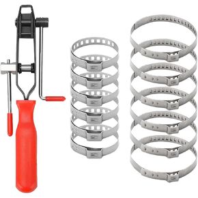 CV Joint Banding Boot Axle Clamp Tool, CV Boot Banding Tool with 12PCS Adjustable Stainless Steel Crimp Bands for Most Car, ATV (13PCS)