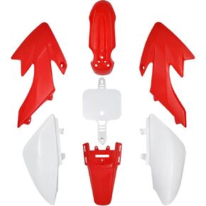 CRF50 Plastics Kit, SSR 125 Plastics Kit Compatible with Honda CRF50 XR50 SDG SSR 107 110 125 Pit Dirt Bike, Red White XR50 Fender Kit with Bolt Work Fairing