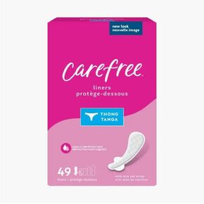 Carefree Pantiliners for Thongs with Stay Put Wings, Unscented, Regular 49 ea