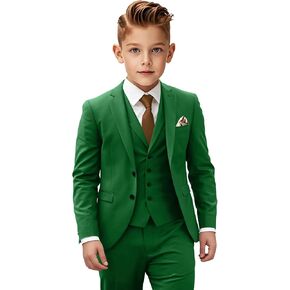 Boys Suit 3 Piece Slim Fit Suit for Kids Toddler Formal Wedding Ring Bearer Outfit Blazer Vest Pants Set