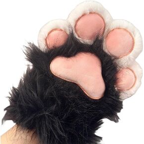 Plush Furry Cat Claw Gloves - Faux Fur Fox Paws Mittens for Halloween Cosplay Costume - Adorable Animal Accessories
