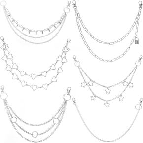 Silver Chain Belt, Jeans Pants Chains Pocket Punk Hip Hop Y2k Goth Accessories Metal Wallet Chain for Men Women