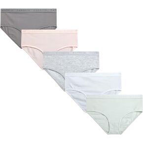 Danskin Girls Underwear Hipster Briefs - 5 Pack Comfort Stretch Breathable Cotton Underwear Hipster Panties for Girls (4-12)
