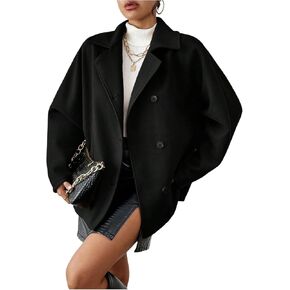 SOLY HUX Women's Trench Coat Long Sleeve Double Breasted Lapel Casual Jackets Winter Outerwear