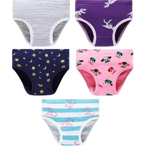 Cadidi Dinos Little Girls' Soft Cotton Underwear Kids Breathable Comfort Panty Briefs Toddler Undies