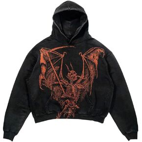 Obenie Halloween Y2K Hoodie Gothic Casual Alphabet Blast Print Pattern Skull Fashion Hoodie Men Harajuku Men Clothing