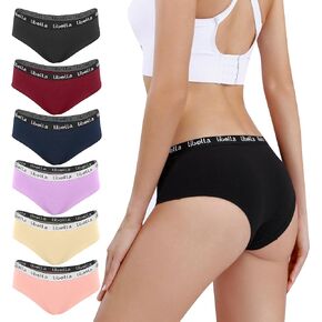 Geyuwoz Women's Cotton Hipster ملابس داخلية منخفضة التنفس موجزات Rise Braines Bikini سراويل 6 حزمة