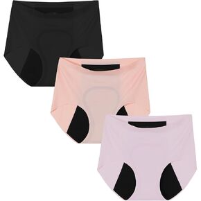 INNERSY Girls' Seamless Period Underwear for Teens Light Protection Panties 3-Pack
