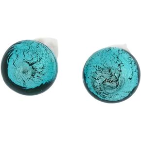 Glass Of Venice Murano Glass Ball Stud Earrings - Teal
