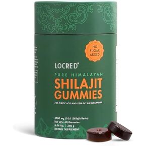 Pure Himalayan shilajit Gummies with ashwagandha, no Added Sugar, Organic, 75%+ fulvic Acid & 85+ Trace Minerals, for Men & Women, Non-GMO, lab Tested, 60 Gummy