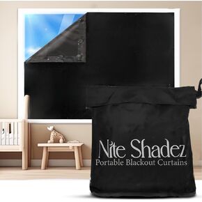 Portable Blackout Curtains (60" x 80") - Travel Blackout Curtains for Baby Nursery - Portable Shades w/UV & Thermal Protection - 20 Stick on Suctions & Velcro Window Cover (Black, 60"x80", Black)