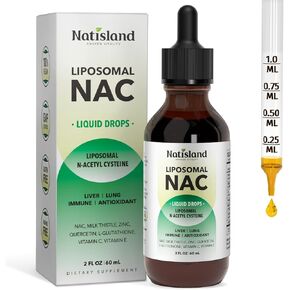 Liposomal Liquid NAC Drops, NAC Supplement N-Acetyl Cysteine, NAC 600 mg with Milk Thistle & Quercetin for Adults & Kids, Liver & Lung Support, Immune & Antioxidant, Skin & Cellular Health, 2 Fl Oz