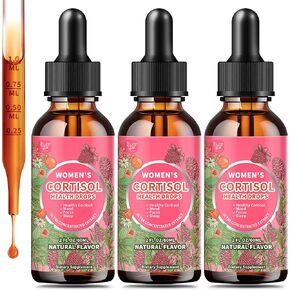 Cortisol Supplements for Women Liquid Drops,Cortisol Manager with Ashwagandha,L-theanine,Phosphatidylserine,Rhodiola Rosea for Mood Support,Adrenal Balance,Sleep,Vegan,Natural Flavor,2 Fl Oz