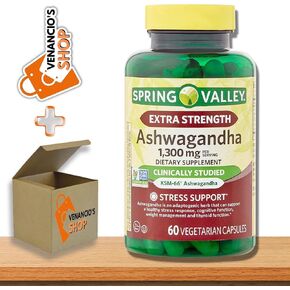 Spring Valley Ashwagandha 1300mg Extra Strength Capsules, 60 Pills Dietary Supplement (Pack of 1)