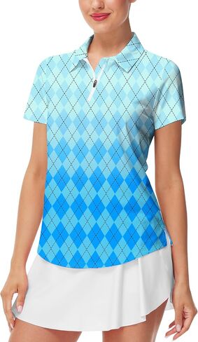 AOBUTE Women's Short Sleeve Golf Shirts Gradient 1/4 Zip Tennis Shirt in Saudi Arabia