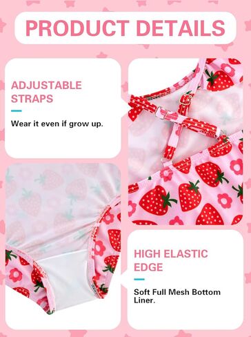 XiaoMoSha Girls Swimsuits Ruffled Round Neck One Piece Bathing Suits Quick Dry UPF 50+ Summer Hawaii Swimwear for Kids 3-10T in Kuwait