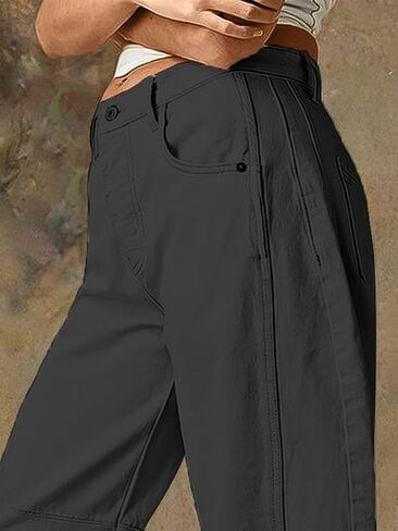 Flamingals Women’s Mid Waist Crop Straight Leg Jeans with Solid Stitch Detail Casual Fashion Trendy Denim Pants in Saudi Arabia