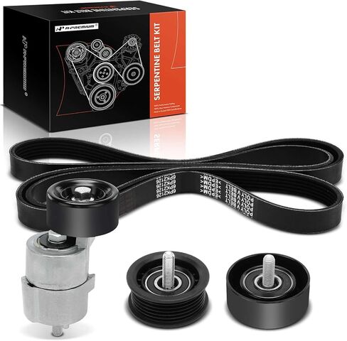 A-Premium Engine Serpentine Belt Drive Kit W/Tensioner & Idler Pulley متوافقة مع Hyundai & Kia Cars-Sonata 2011-2014 ، Optima 2011-2015 ، Sorento ، Santa Fe Sport ، Sportage ، Tucson-2.0L 2.4L in Kuwait