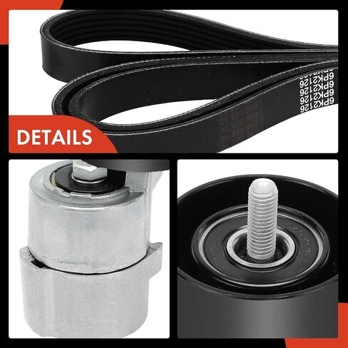 A-Premium Engine Serpentine Belt Drive Kit W/Tensioner & Idler Pulley متوافقة مع Hyundai & Kia Cars-Sonata 2011-2014 ، Optima 2011-2015 ، Sorento ، Santa Fe Sport ، Sportage ، Tucson-2.0L 2.4L in Kuwait