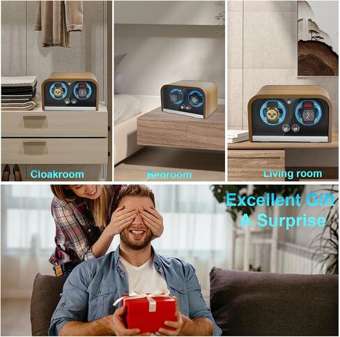 شاهد Watch Winder for Automatic Watches ، شاهد Winders 1/2/4/8 Slot لـ Rolex ، يستخدم Winder Box محركًا هادئًا للغاية ، وضع 4 دوران للدوران وضوء LED ، هدية للرجل in Kuwait