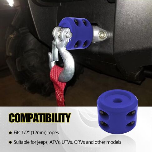 Rubber Winch Stopper, Winch Cable Hook Stopper, Silicone Rubber Stopper Protects Synthetic Winch Rope, Car Accessories Winch Rope Bump Shock Saver Dampener Absorbent Stopper (Blue/Black) in Saudi Arabia