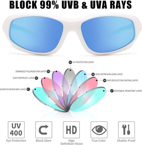 Pro Acme Kids Sunglasse for Boys Girls ، Polarized Resport Baseball Grasses Shows غير القابلة للكسر للأطفال من العمر 4-10 in Saudi Arabia