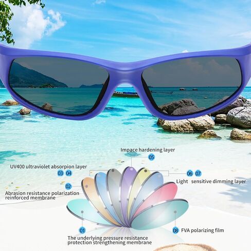 Hycredi Kids Sports Polarized Sunglasses - Unbreakable Youth Baseball Beach Sunglasses with Strap for Boys Girls Age 4-12 in Saudi Arabia