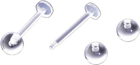 Anti-Allergy Plastic Stud Ear Retainers, Clear Nose Rings, Screw Ball Backs, For Sensitive Ears & Skin in Saudi Arabia