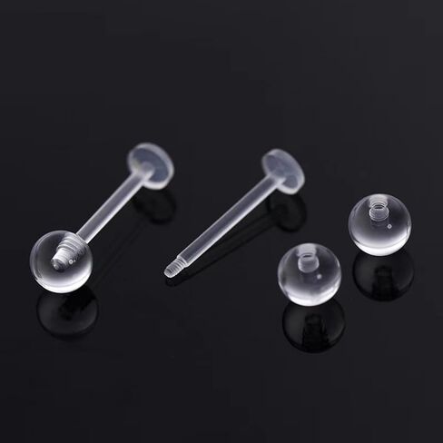 Anti-Allergy Plastic Stud Ear Retainers, Clear Nose Rings, Screw Ball Backs, For Sensitive Ears & Skin in Saudi Arabia