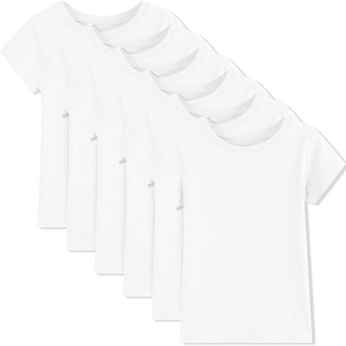 6 Pack Girls/Toddlers Cotton T-Shirts Crewneck Short Sleeve Summer Tops Kids Clothes Tees（2T-12Y） in Saudi Arabia