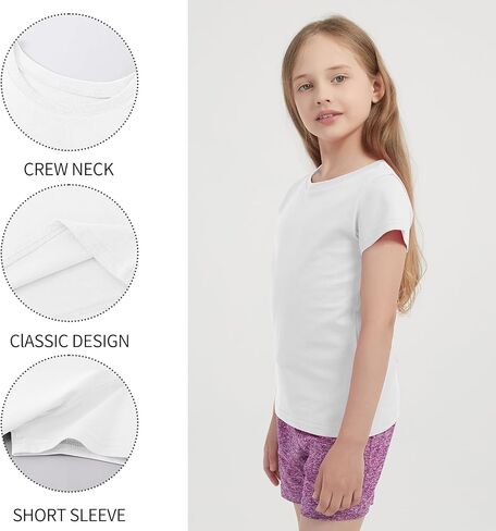 6 Pack Girls/Toddlers Cotton T-Shirts Crewneck Short Sleeve Summer Tops Kids Clothes Tees（2T-12Y） in Saudi Arabia