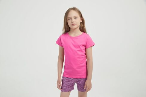 6 Pack Girls/Toddlers Cotton T-Shirts Crewneck Short Sleeve Summer Tops Kids Clothes Tees（2T-12Y） in Saudi Arabia