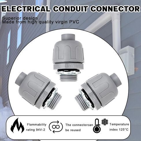 1/2 بوصة موصل محكم السائل PVC موصل قناة مرنة، تجهيزات قناة مدرجة في قائمة UL 60 حزمة (30 قطعة 180D/30 قطعة 90D) in Saudi Arabia