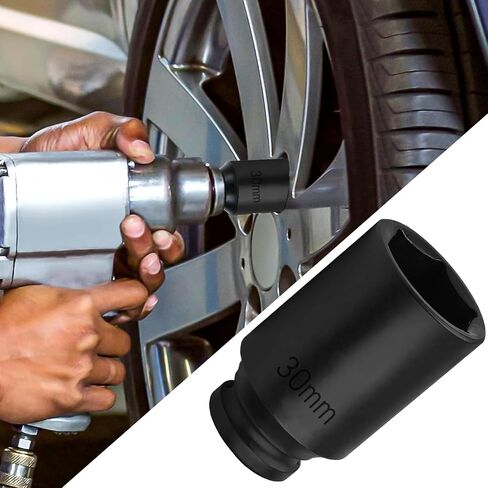1/2" Drive Deep Impact Sockets, 32mm Socket, CR-MO Steel Impact Socket,1/2-inch Drive 6 Point Axle Nut Socket for Easy Removal of Axle Shaft Nuts, Professional Automotive Tools (32 MM) in Saudi Arabia