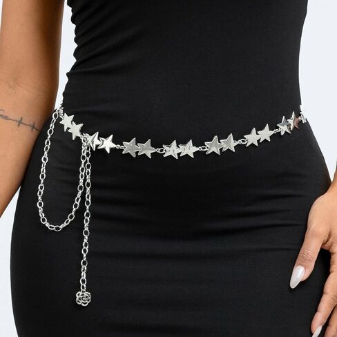 Navoky Star Weist Chain Silver Women Belly Belly Chain Chains Body Body Cains Weist Belt Belt Jewelry Excapty for Dress and Bants in Kuwait
