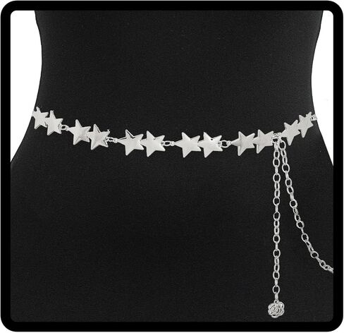 Navoky Star Weist Chain Silver Women Belly Belly Chain Chains Body Body Cains Weist Belt Belt Jewelry Excapty for Dress and Bants in Kuwait