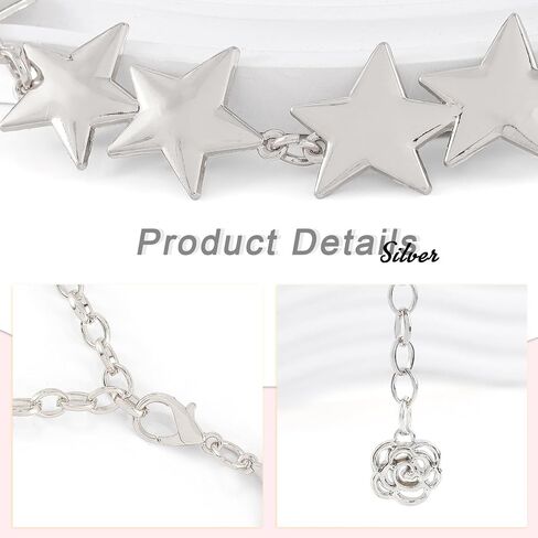 Navoky Star Weist Chain Silver Women Belly Belly Chain Chains Body Body Cains Weist Belt Belt Jewelry Excapty for Dress and Bants in Kuwait