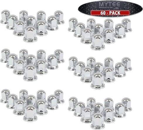 Mytee Products Chrome Metal Lug Nut Covers, 2"(H), fits 33mm, Push on (60 Pack) in Saudi Arabia