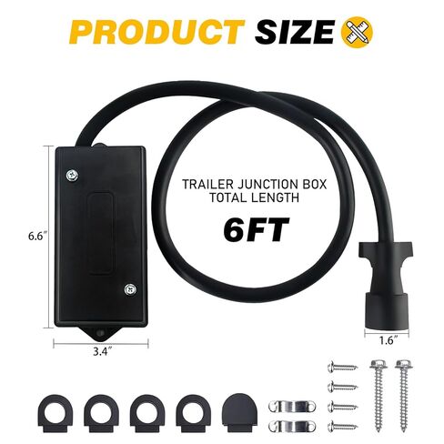 7 Pin Trailer Wiring Harness Kit with 6FT Heavy Duty 7 Way Plug Inline Trailer Cord and Waterproof 7 Way Trailer Junction Box for RV, Truck, and Camper. in Saudi Arabia