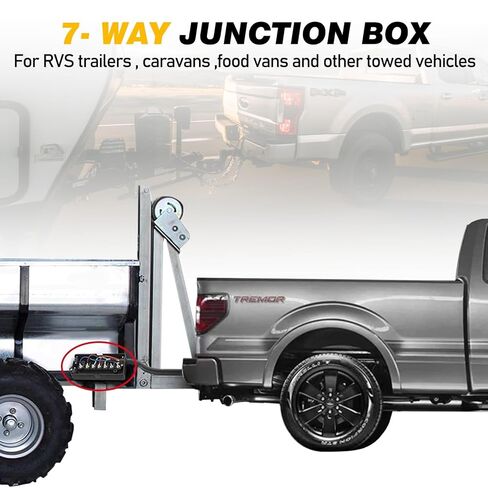 7 Pin Trailer Wiring Harness Kit with 6FT Heavy Duty 7 Way Plug Inline Trailer Cord and Waterproof 7 Way Trailer Junction Box for RV, Truck, and Camper. in Saudi Arabia