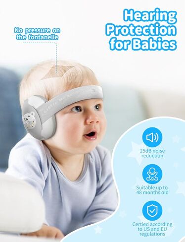 كمامات أذن للأطفال، سماعة رأس 2 في 1 بخاصية إلغاء الضوضاء، حماية السمع للأطفال من عمر 0 ​​إلى 48 شهرًا، عصابة رأس قابلة للتعديل وشريطين ناعمين غير قابلين للانزلاق، ارتداء مزدوج للنوم والسفر والأنشطة الخارجية in Kuwait