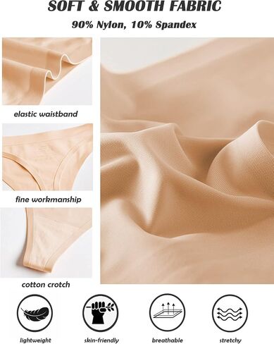 Kiench Teen Girls Seamless Underwear Thongs Low Rise No Show Panties 5-Pack in Kuwait