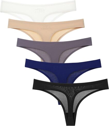 Kiench Teen Girls Seamless Underwear Thongs Low Rise No Show Panties 5-Pack in Kuwait